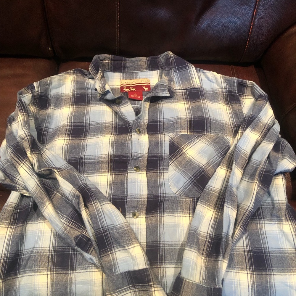 Caribou Creek Casual Blue Plaid Men's Shirt